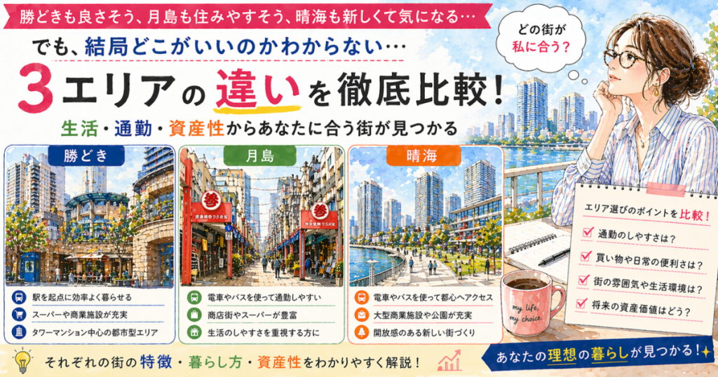 勝どき･月島･晴海エリアの違いとは?通勤･暮らし･資産性から考える