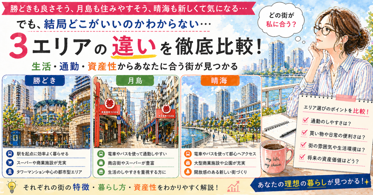 勝どき･月島･晴海エリアの違いとは?通勤･暮らし･資産性から考える