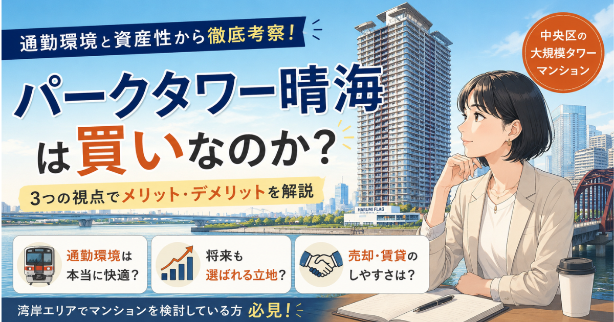 【アイキャッチ】『パークタワー晴海』は買いか?通勤環境と資産性の視点から考察