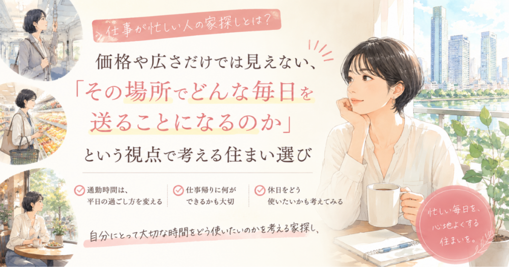 【アイキャッチ】仕事が忙しい人の家探しとは？平日・休日から考える住まい選び