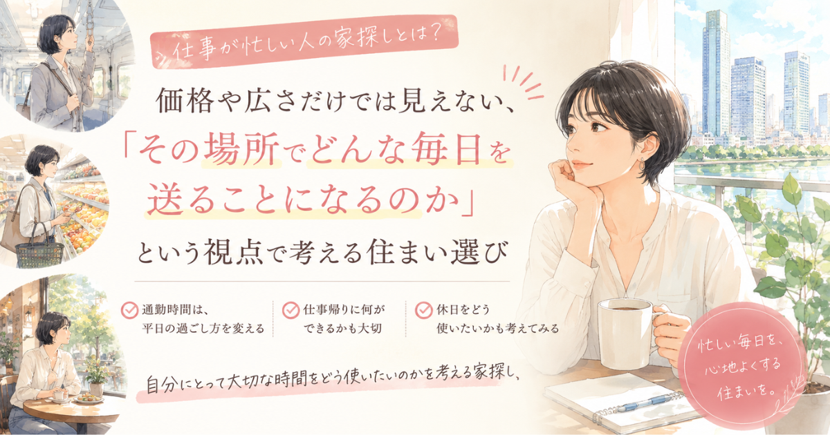 【アイキャッチ】仕事が忙しい人の家探しとは？平日・休日から考える住まい選び