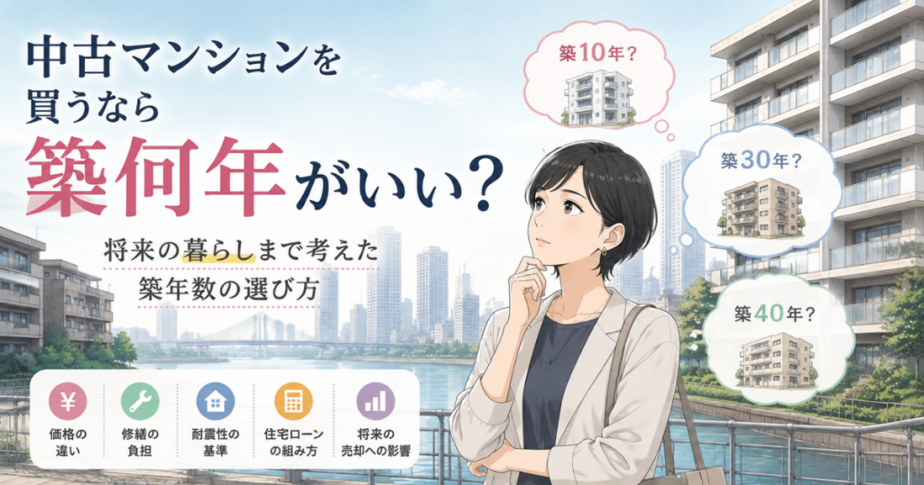 【アイキャッチ】中古マンションを買うなら築何年？将来まで考えた築年数の選び方