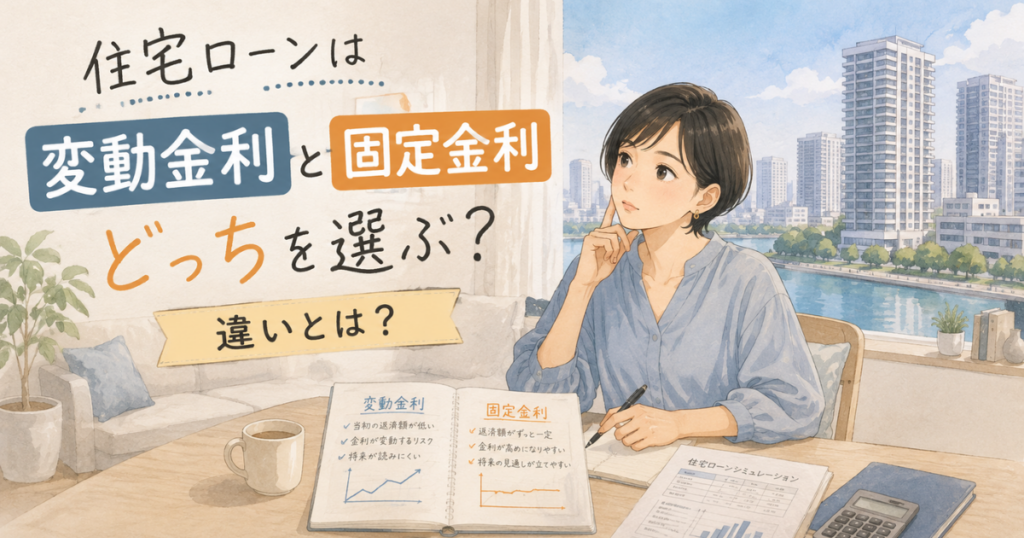【アイキャッチ】 住宅ローンは変動金利と固定金利のどちらを選ぶ？違いとは？