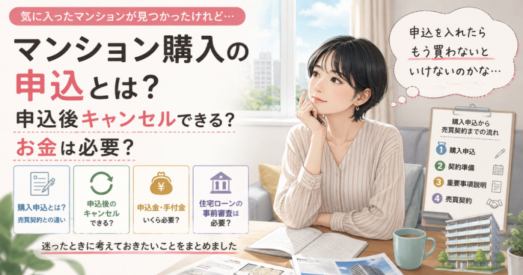 【アイキャッチ】マンション購入の申込とは？申込後キャンセルできる？お金は必要？