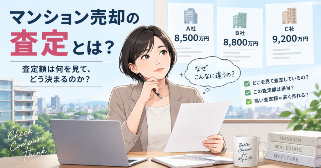 【アイキャッチ】マンション売却の査定とは？査定額は何を見て、どう決まるのか？
