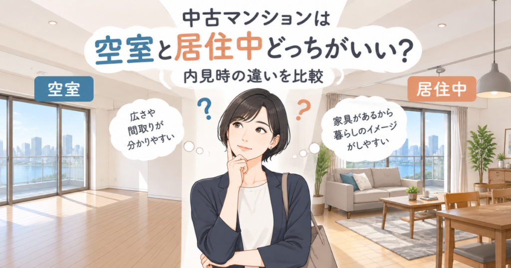【アイキャッチ】中古マンションは空室と居住中どっちがいい？内見時の違いを比較