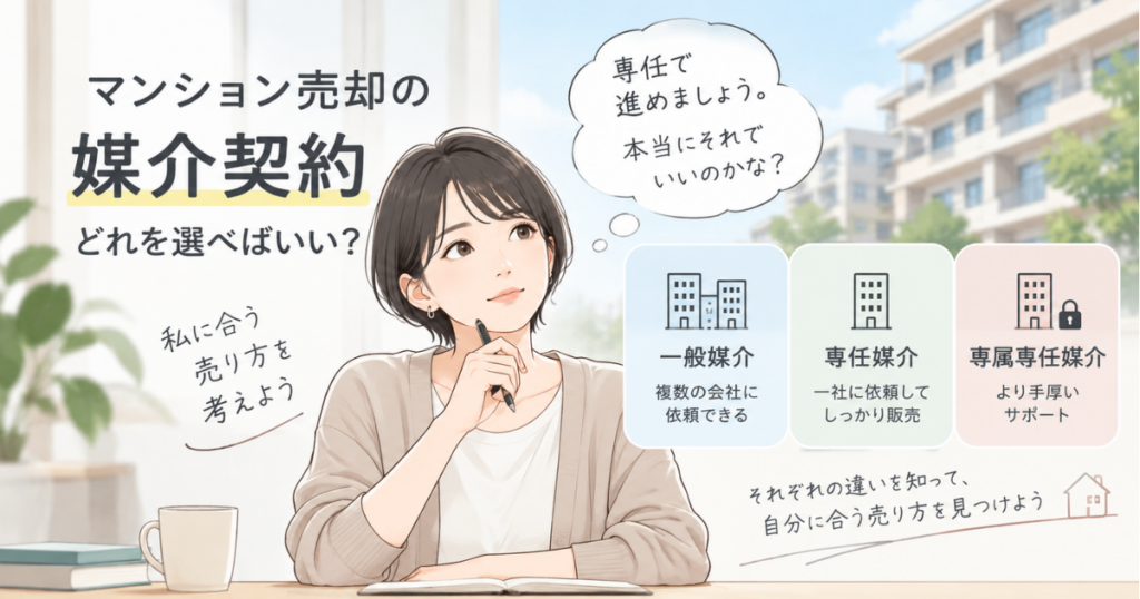 【アイキャッチ】マンション売却の媒介契約とは？一般・専任・専属専任の違い