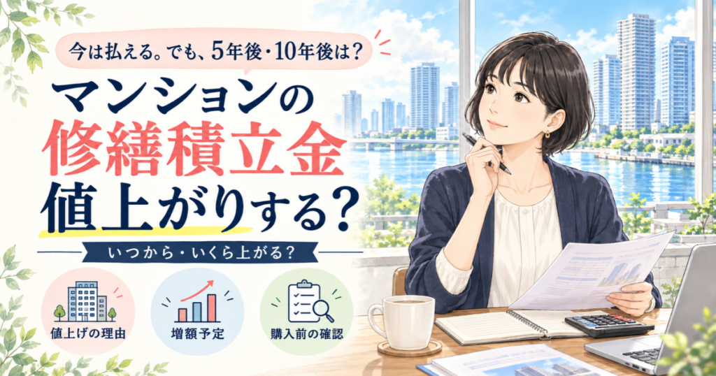 【アイキャッチ】マンションの修繕積立金は値上がりする？いつから・いくら上がる？