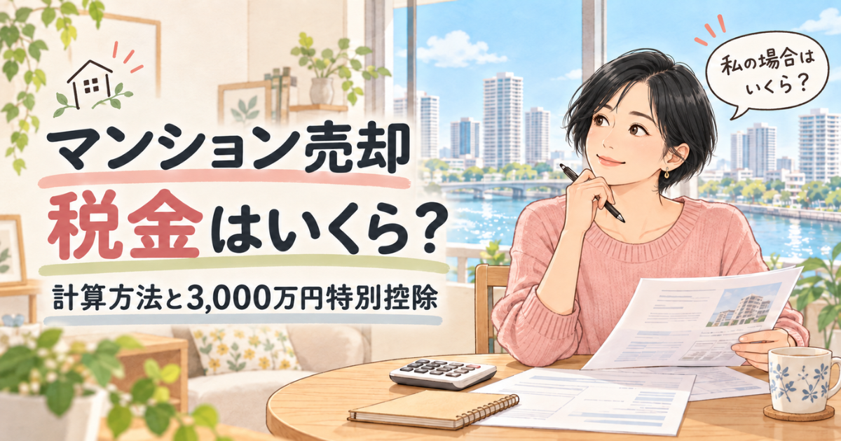 【アイキャッチ】 マンション売却の税金はいくら?計算方法と3,000万円特別控除