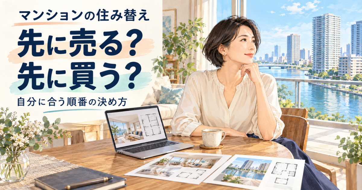 【アイキャッチ】マンションの住み替えは先に売る?先に買う?順番の決め方