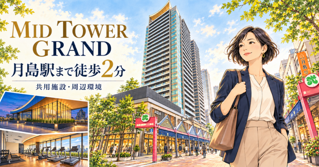 【アイキャッチ】 『MID TOWER GRAND』とは？月島駅まで徒歩2分・共用施設・周辺環境