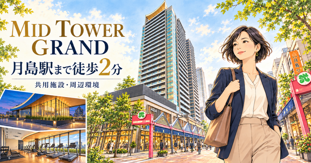 【アイキャッチ】 『MID TOWER GRAND』とは?月島駅まで徒歩2分・共用施設・周辺環境